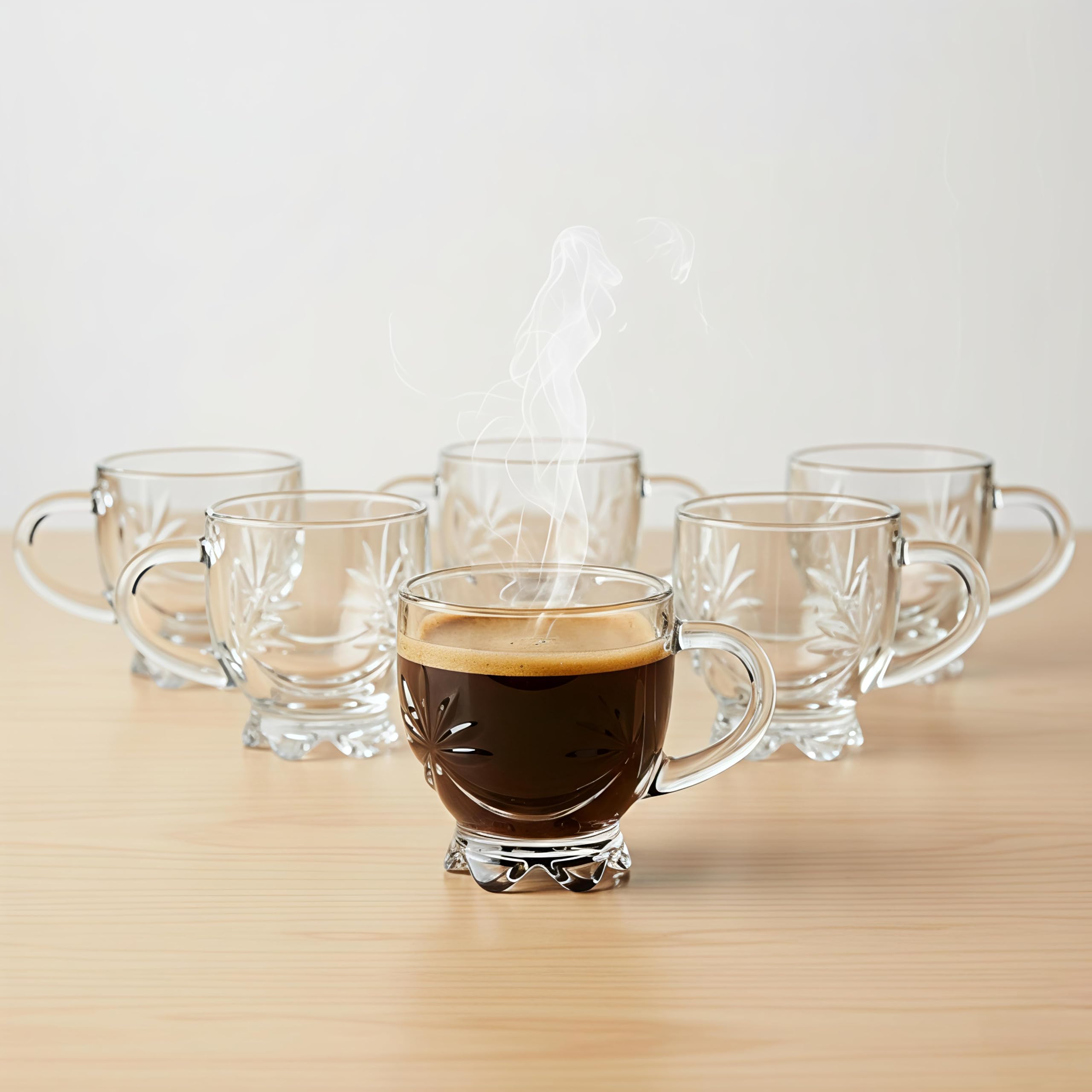Glass Tea Cups Set of 6 - Elegant & Versatile -7 Glass Tea Cups Set of 6 - Elegant & Versatile -7