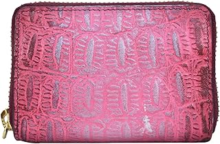 Anuschka Women’s Hand-Painted Genuine Leather Accordion Style Credit and Business Card Holder - Croco Embossed Berry Price In India