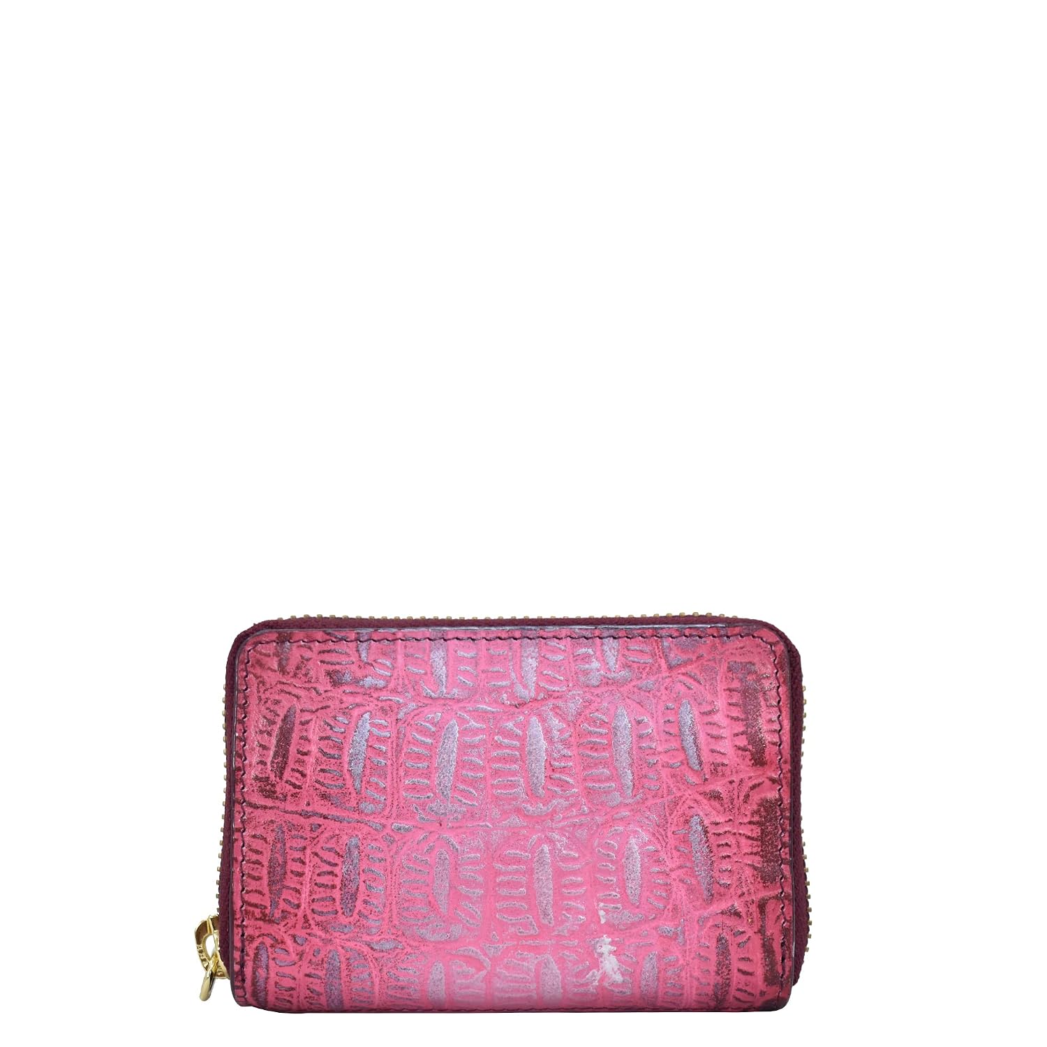 Anuschka Women’s Hand-Painted Genuine Leather Accordion Style Credit and Business Card Holder - Croco Embossed Berry - Review, Price and Buying Guide