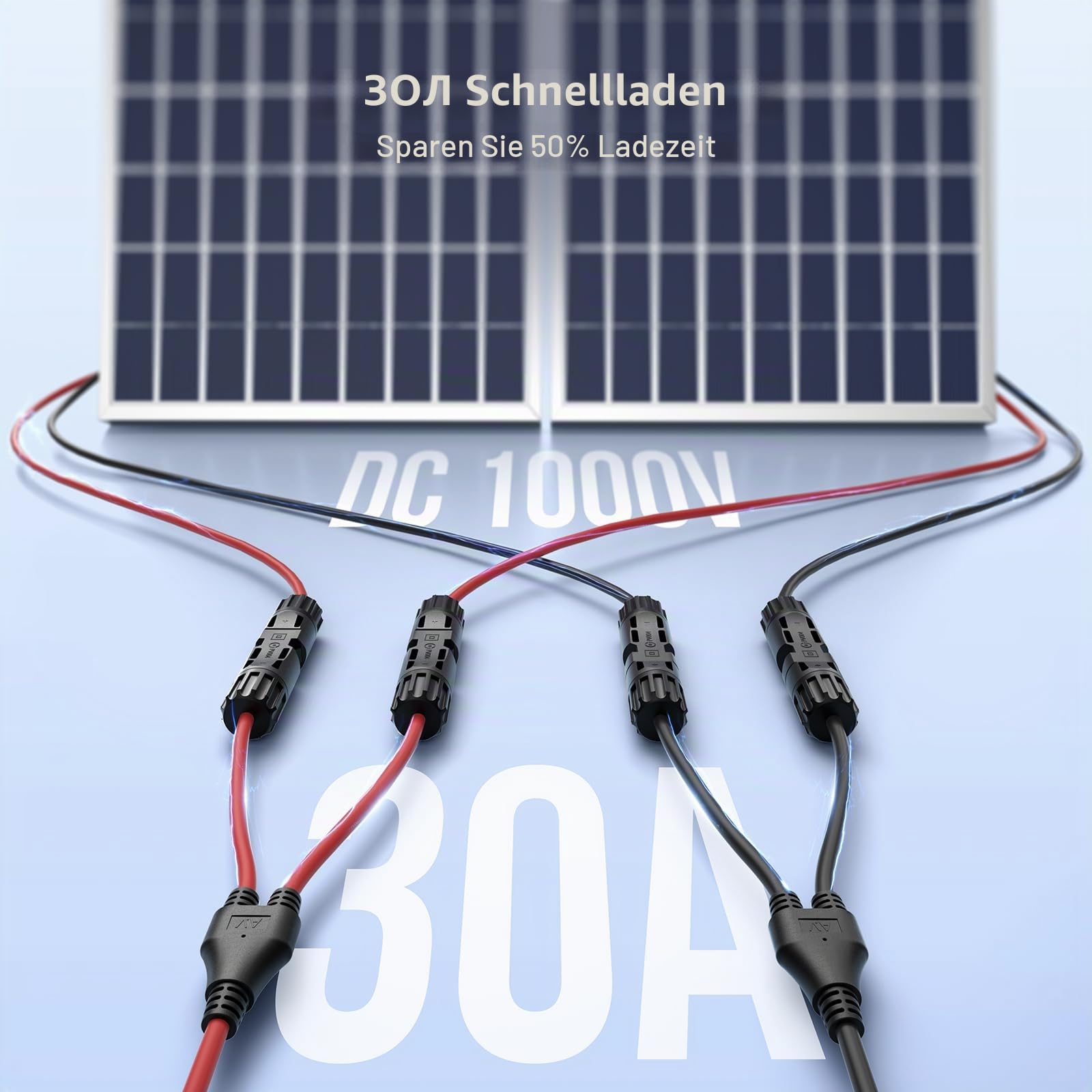 Bateria Power 4mm² Solarkabel Y-Verteiler,1 Paar Solarpanel 1Y2 Stecker Fotovoltaik Kabel, 1Y2 Stecker Paar, PV Solar Y kabel,Solar kabel für Solaranlage Steckerfertig (1 x M/FF and 1 x F/MM)