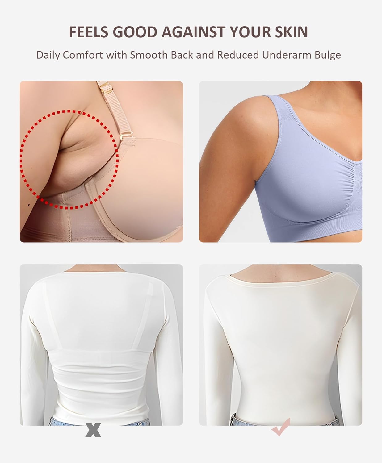 FeelinGirl Bras for Women No Underwire Seamless Smooth Bralette Full Coverage Comfy Everyday Bras with Wide Straps - Image 4