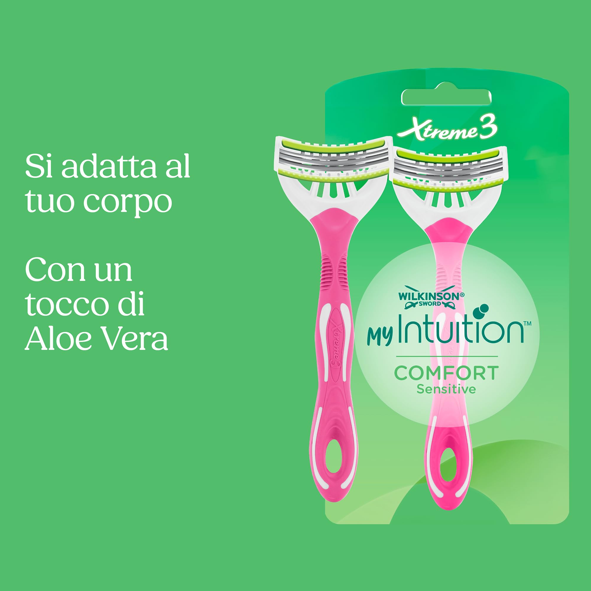 Wilkinson Sword myIntuition Xtreme 3 Comfort Sensitive rasoi da donna monouso, confezione da 4 rasoi per pelli sensibili da donna e 2 rasoi omaggio