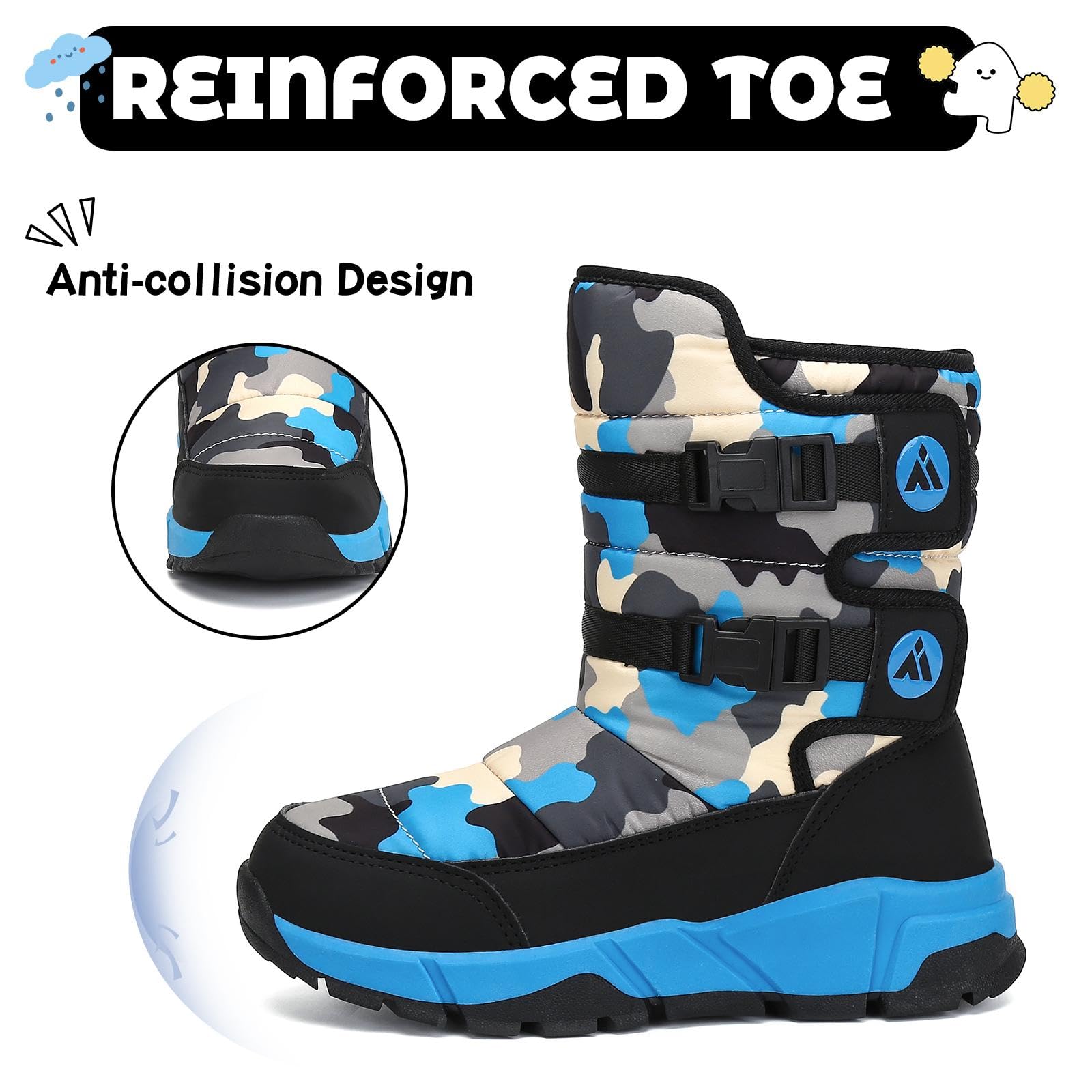 Mishansha Bambini Stivali da Neve Ragazze Caldo Fodera Stivaletti Invernali Ragazzi Scarpe Comodo Antiscivolo