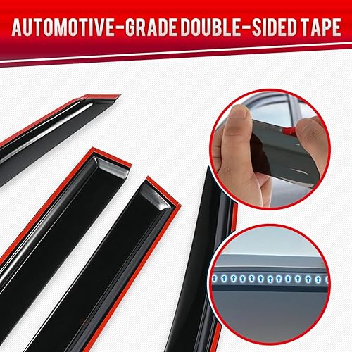 Miniatura 5 de IKON MOTORSPORTS Visera exterior con cinta adhesiva, compatible con Toyota Highlander 2008-2013, con tinte de humo acrílico y semitransparente,