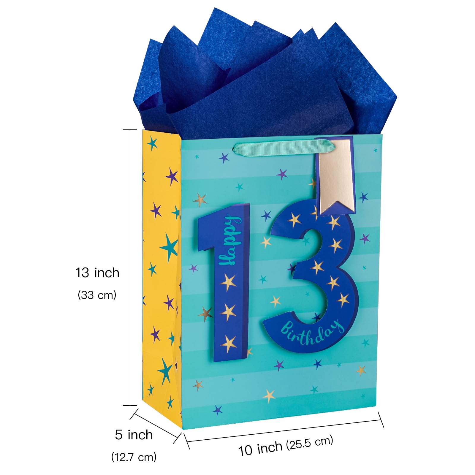 Loveinside Sacchetto regalo di compleanno nero e rosa con carta velina per compleanno, baby shower, festa e altro ancora - 33 x 25 x 12,7 cm, 1 pz