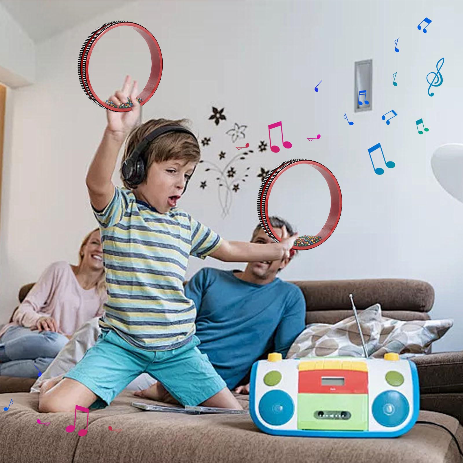 Tamburo per oceano, 20 cm, con sfere in acciaio, strumenti musicali, per bambini, adulti
