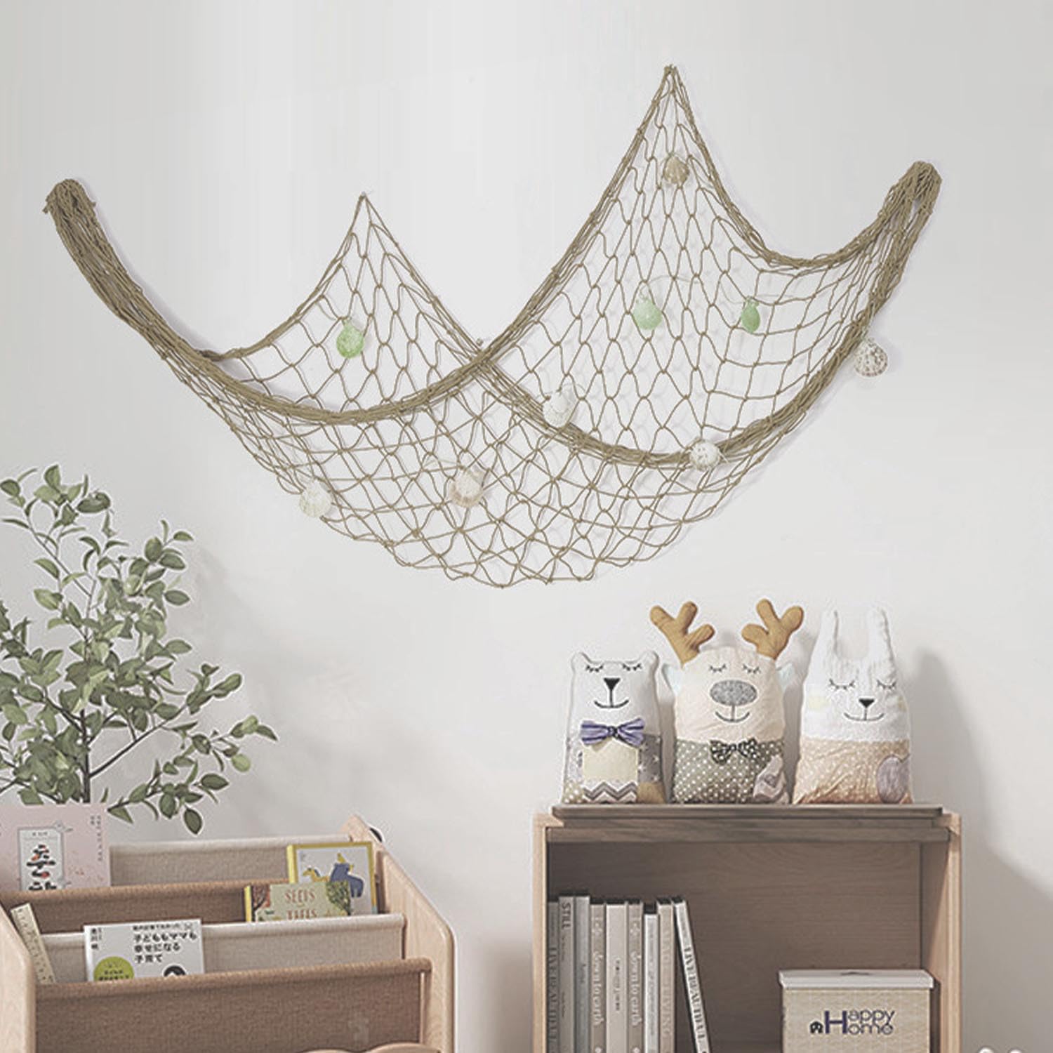 YULIAO 2 Pezzi Rete Decorativa Mare con Conchiglie, Beige Rete da Pesca Decorativa in Stile Mediterraneo, Rete da Pesca per Decorazione Feste, per la Tua casa o Ristorante (200x150cm e 200x100cm)
