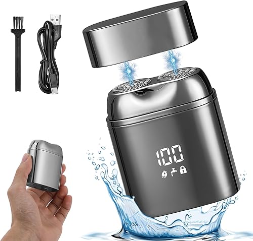 Mini afeitadora eléctrica de viaje para hombres, afeitadora rotativa recargable, lavable, tamaño de bolsillo, afeitadora portátil de cierre afeitado