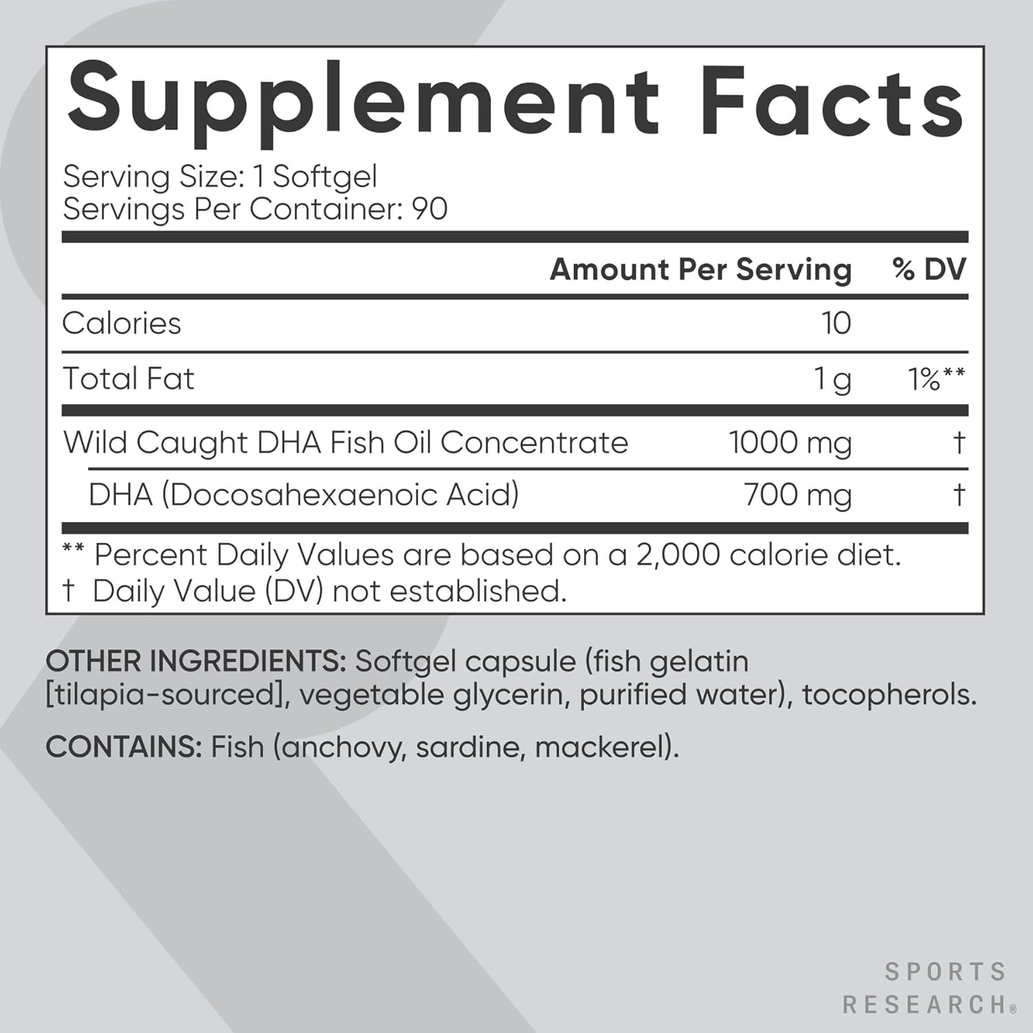 Sports Research® DHA Omega-3 Fish Oil 700 mg – Single Source Wild-Caught Fish – Supports Brain Health* – Burpless, Non-GMO, Gluten-Free, Sustainably Sourced – 90 Softgels - Image 5