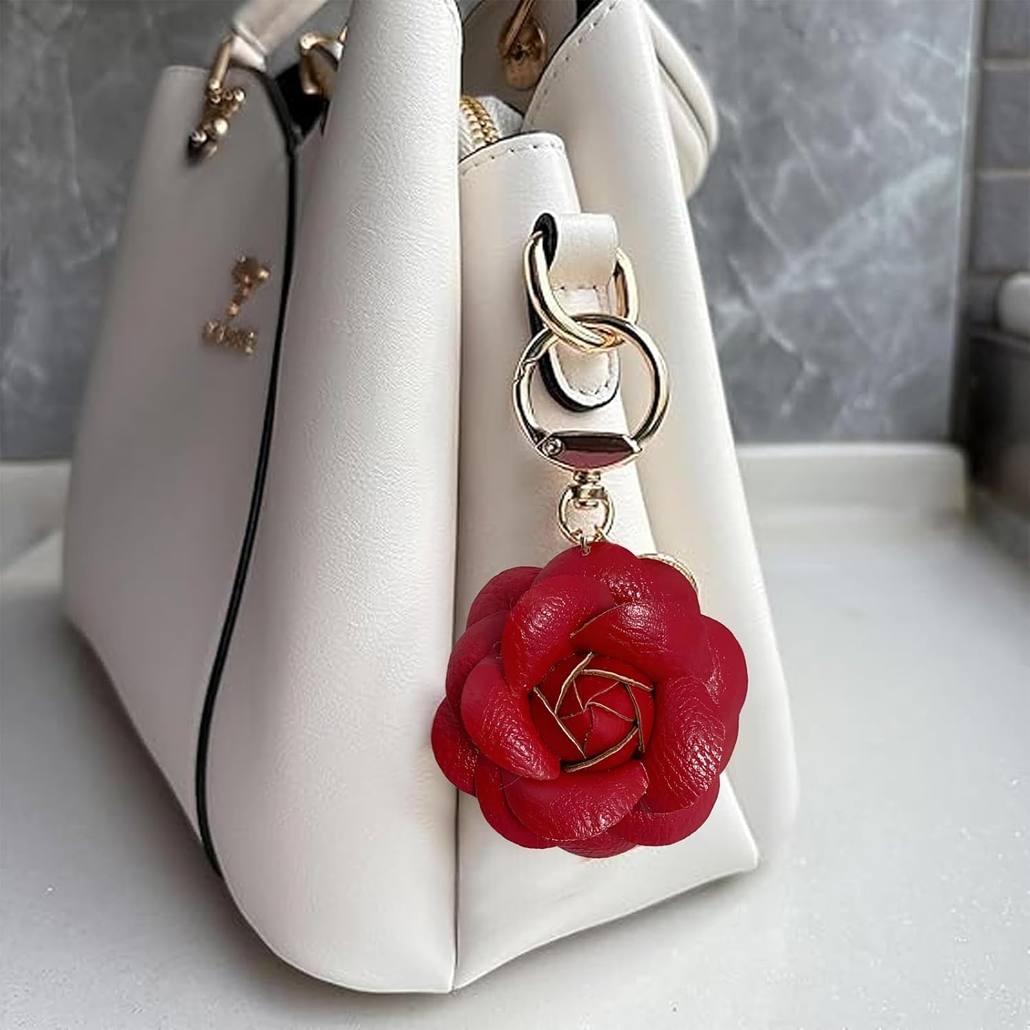 choice of all Flower Keychain Leather Bag Charms for Handbags Flower Purse Charms for Handbags Gift for Her - Image 2