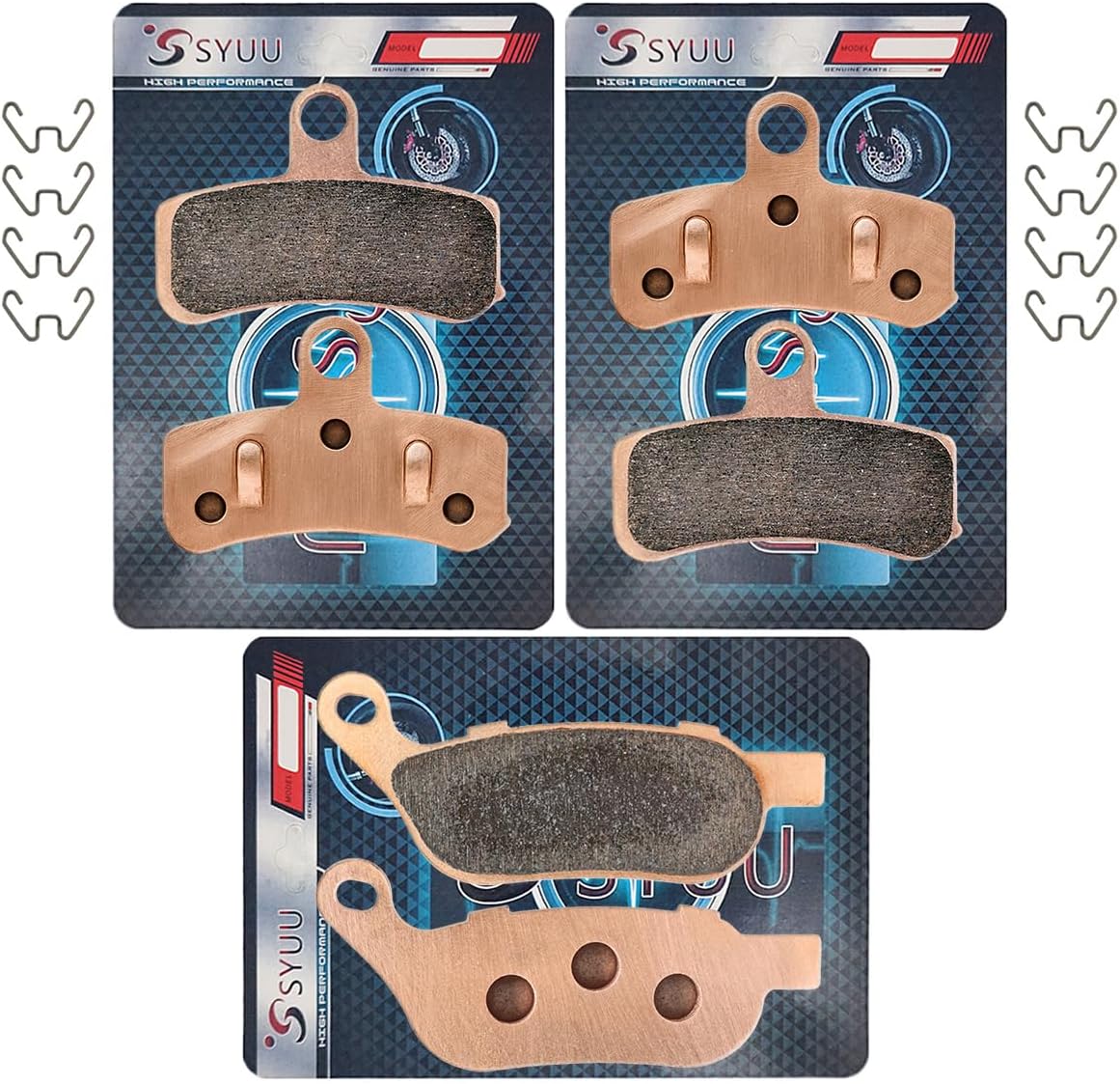S SYUU Sintered Metal Motorcycle Brake Pads - Front & Rear - Heat Resistant - Compatible with Harley Davidson Dyna FXDF Fat Bob FXDL Low Rider 2008-2017 FXDLS Dyna Low Rider S 2017 FA457F FA457F FA458