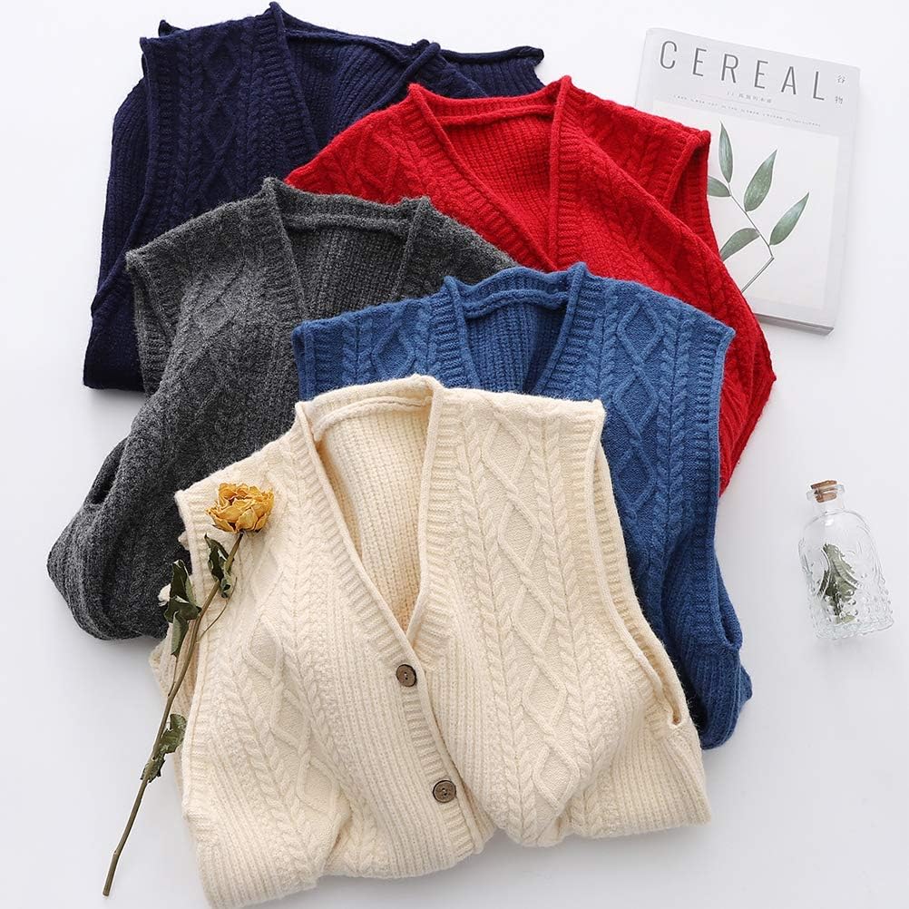 Minibee Women's Sweater Vest Casual Sleeveless Cardigan V-Neck Button Down Vest with Pockets - Image 6