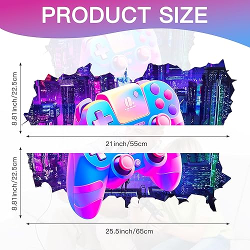 Miniatura 7 de Calcomanías de pared de juegos 3D, calcomanías de pared de juegos para habitación de adolescentes y niños, calcomanías de control de jugadores