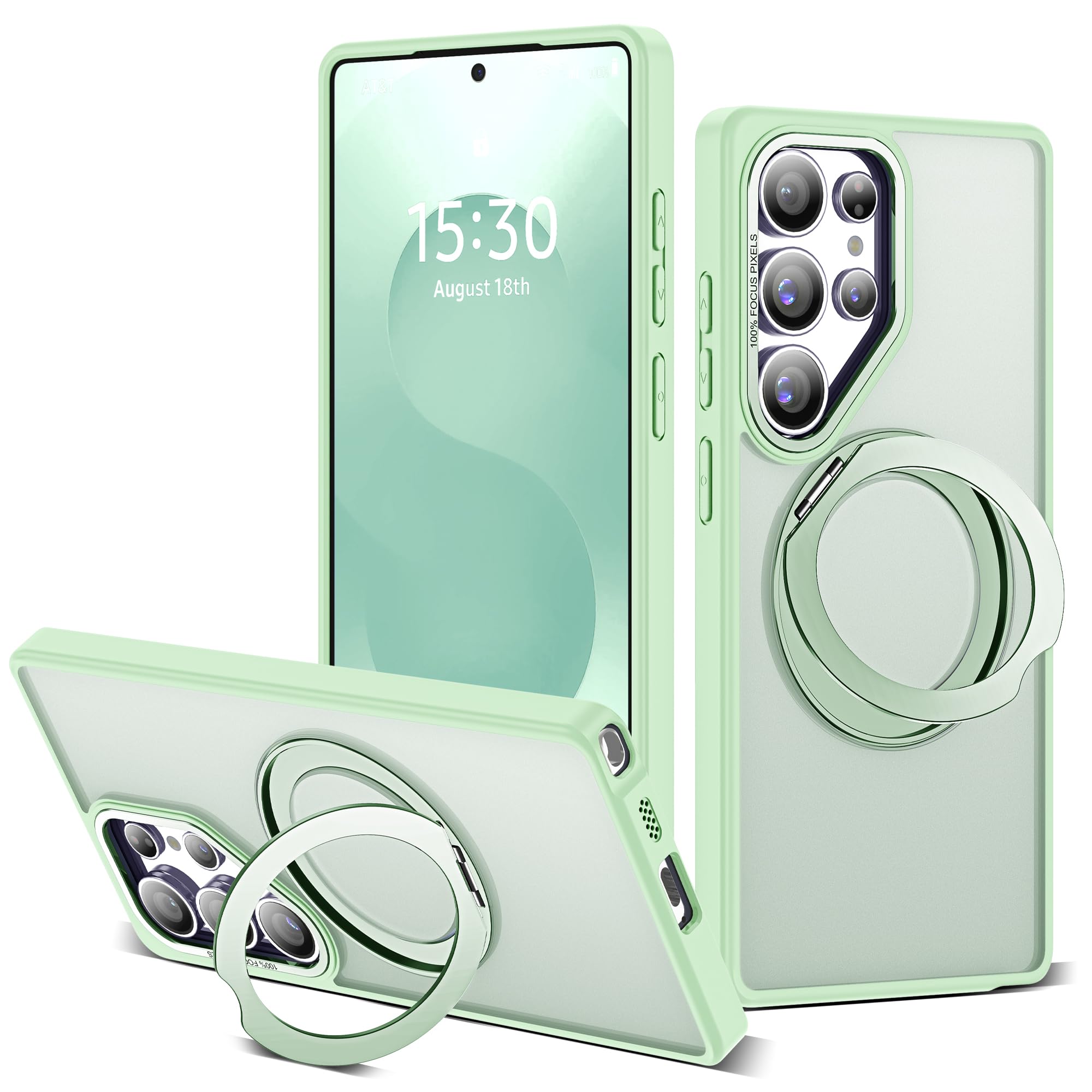 Photo 1 of ** SOLD AS IS NO REFUND/RETURN** SEE COMMENT!
for Samsung Galaxy S25 Ultra Case with 360°Rotatable Magnetic Ring Stand Compatible with Mag-Safe Military Protection Shockproof Matte Translucent Phone Cases for S25 Ultra 6.9",Green