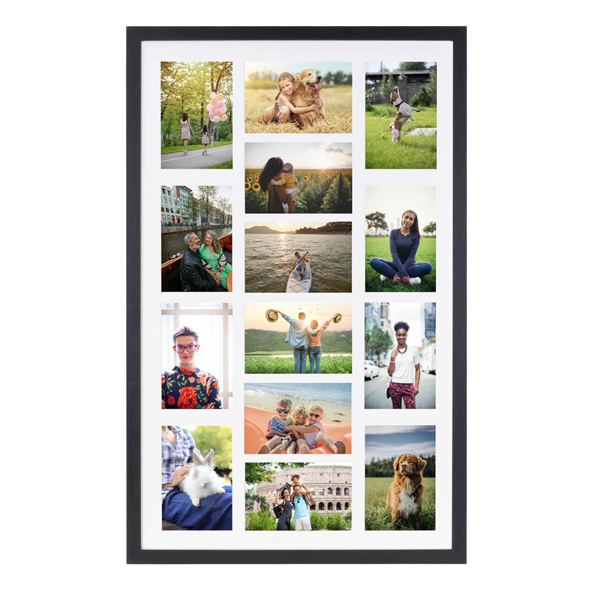 Boldon Framing Photo Frames Multiple Pictures Black Collage Photo Frame for 14 6x4 photos -Large Multi Picture Frames for Wall Hanging - Neatly Display Lots of Photos In One Picture Frame