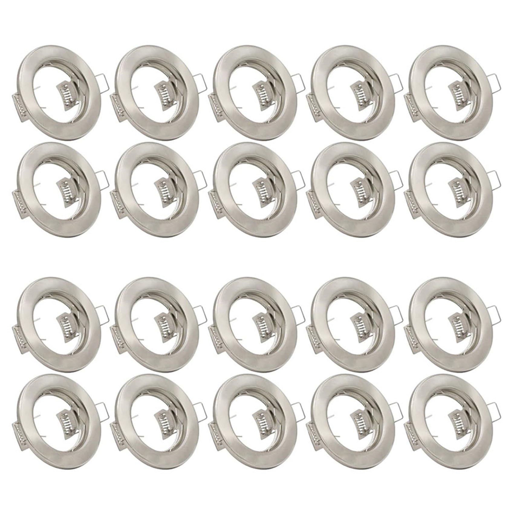 Jnchdghwa 20x LED Recessed Ceiling Light Mounting Frame Round Satin Spotlight Fittings Downlight Frame MR16 GU10