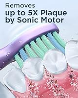 Vista 2 de Rtauys - Cepillo de dientes eléctrico y sónico M5 para adultos y adolescentes, con 8 cabezales de cepillo, de alta potencia, con estuche de viaje, 3