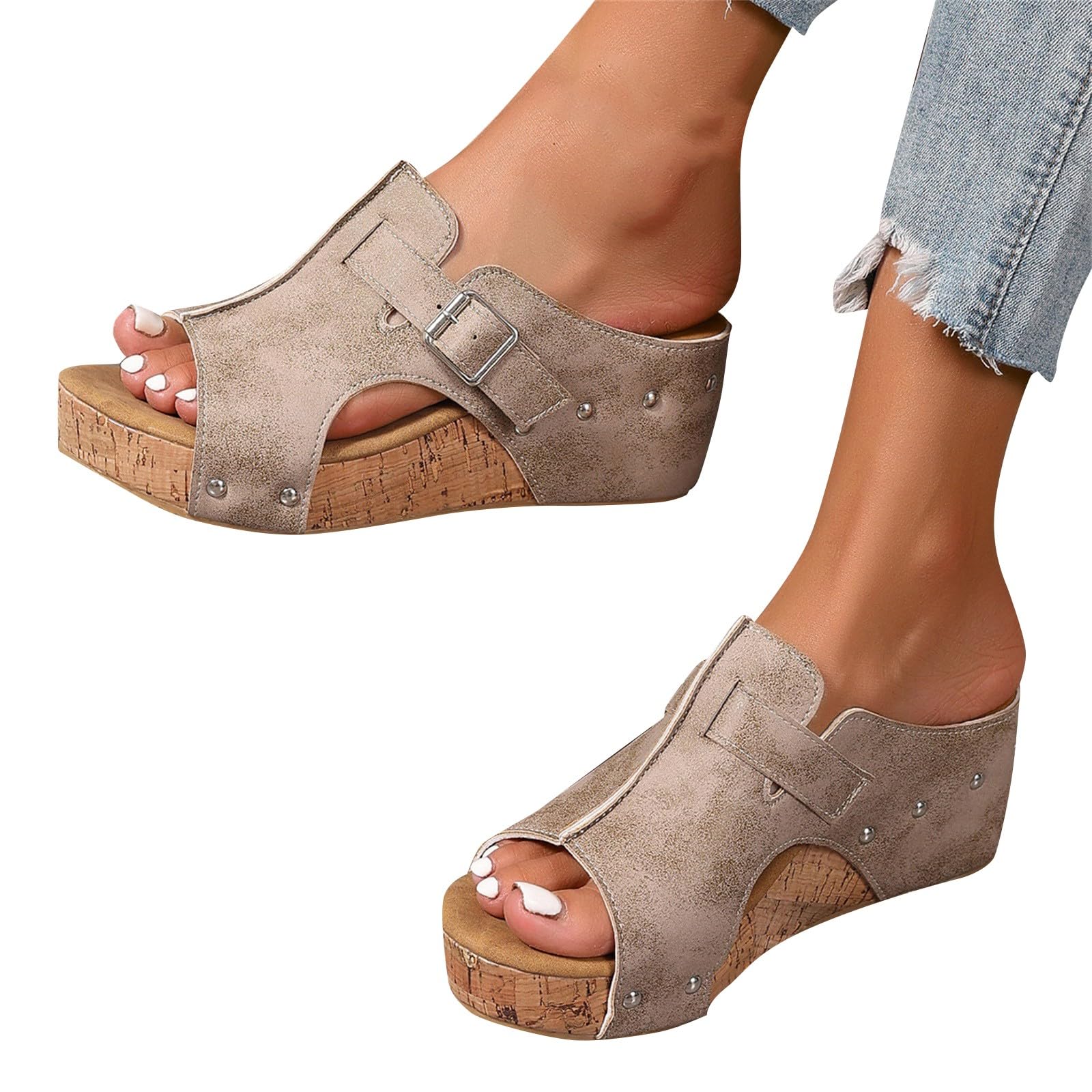 Generico Sandales Femme éTé Confortables LéGèRes AntidéRapantes Semelle Souple Respirantes Chaussures Femme éTé éLéGantes Mules OrthopéDiques Coupe Large Ville Vacances