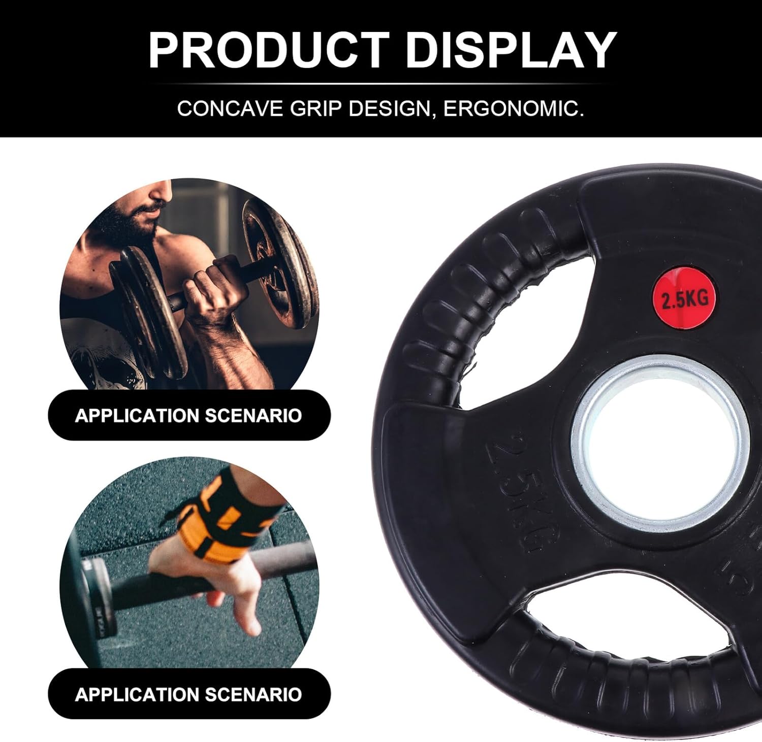 Weightlifting Dumbbell Plate 2.5kg Coated Iron Barbell Plate Three-hole Rubber Coated Barbell Accessory for Strength Training and Home Gym