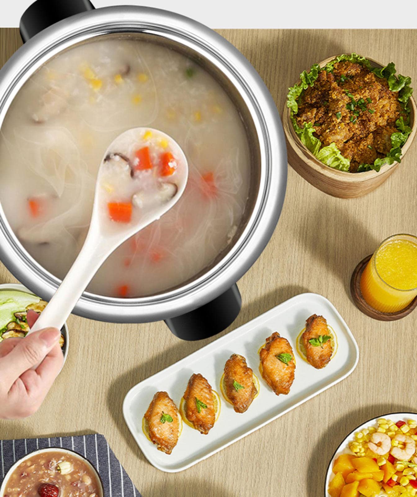 Appareil Cuisine Solo étudiant Cuiseur à Riz Portable NIBHZ 3L | Pot Interne En Acier Inoxydable, Puissance 500W | Fonctions Riz, Vapeur, Maintien Au Chaud Rice Cooker Inox