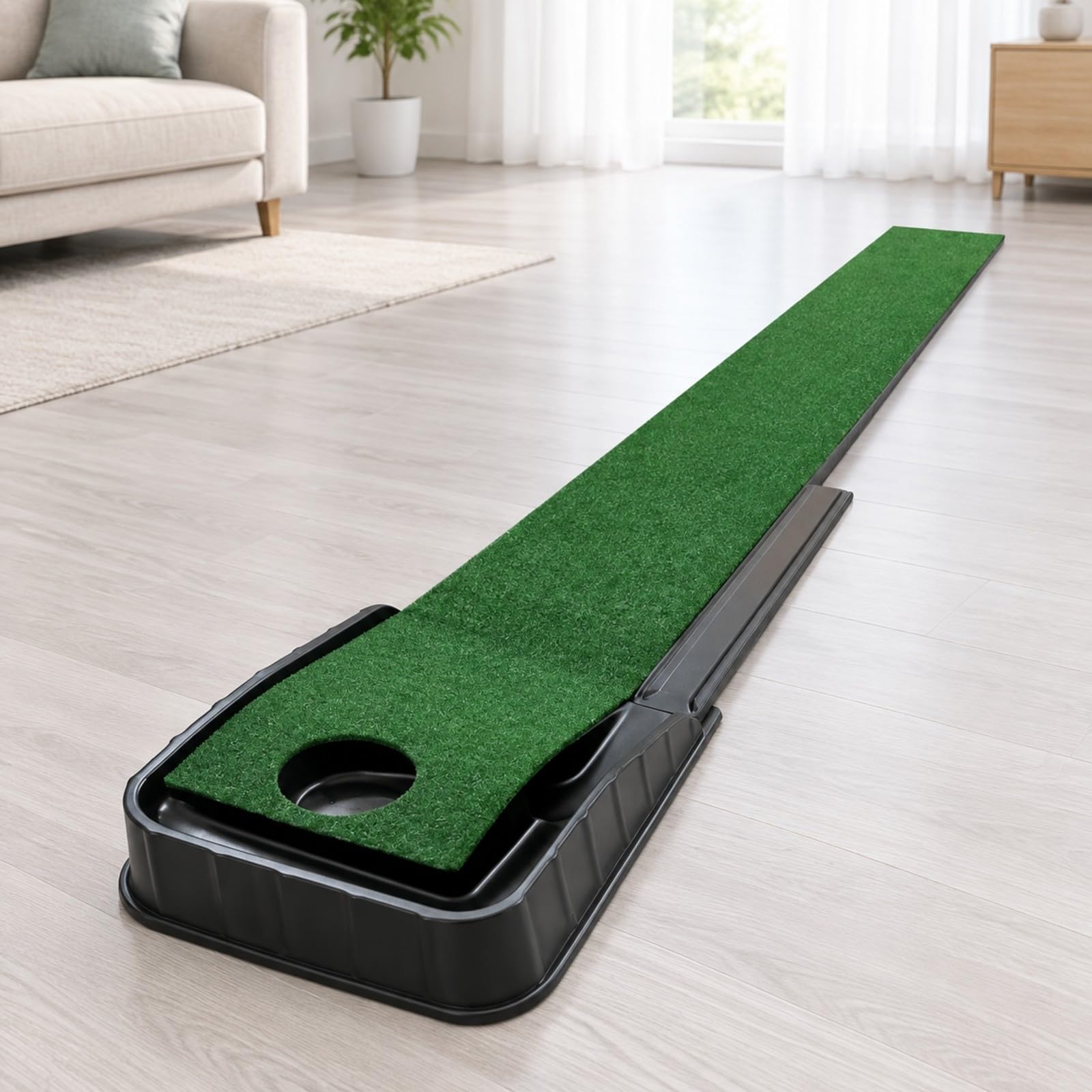 rockible Allenatore di Putting Indoor con perficie in Sintetica in Plastica Praticatore di Putting con Guide Laterali Rialzate Leggero per Ufficio