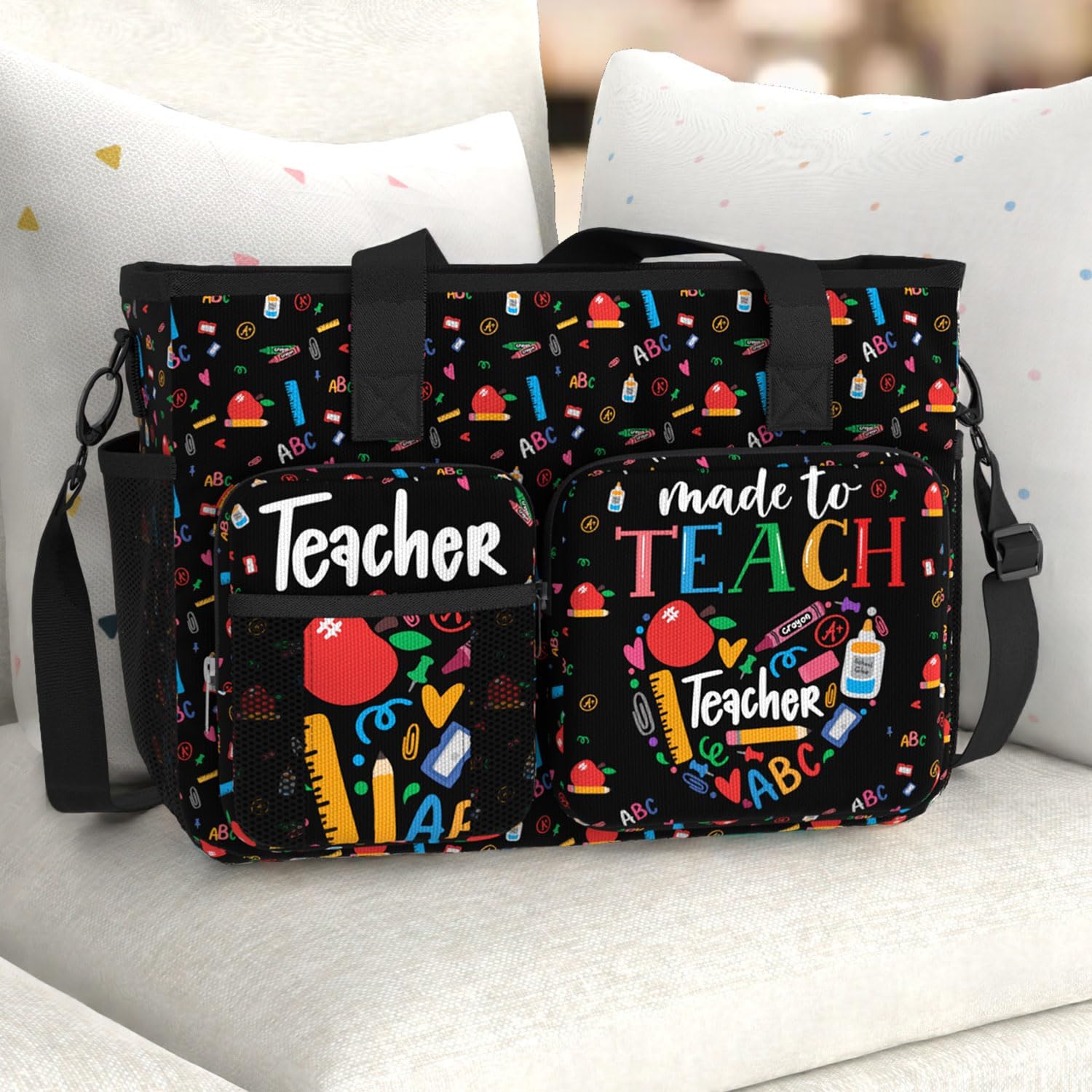 84hoods Large Teacher Work Bag. Waterproof Teacher Shoulder Bag for Work. Gift for Teacher. - Image 3