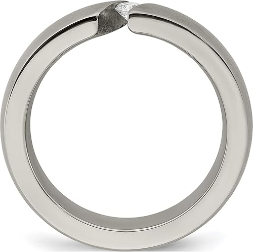 Vista 2 de Jewelry By Sweet Pea Titanio Edward Mirell cepillado 0.10 quilates diamante 0.236 in banda (ancho 6), titanio, 12.5, EMR210-12.5