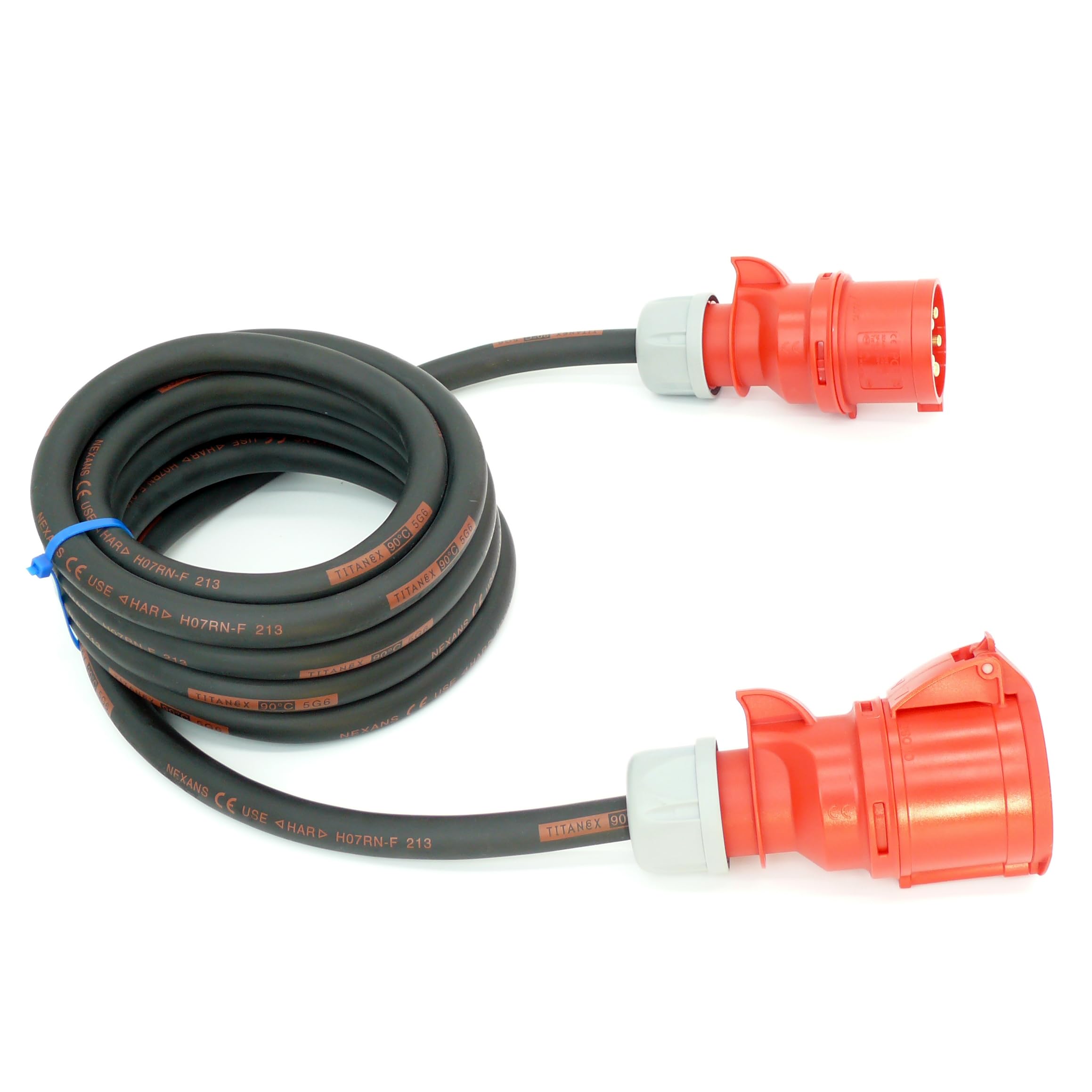 Container-Verbindungskabel CEE 32A mit 5G6 Titanex Gummikabel, PCE Stecker & Kupplung, Business-Line von Event-Kabel&more (IP44, 3 Meter)