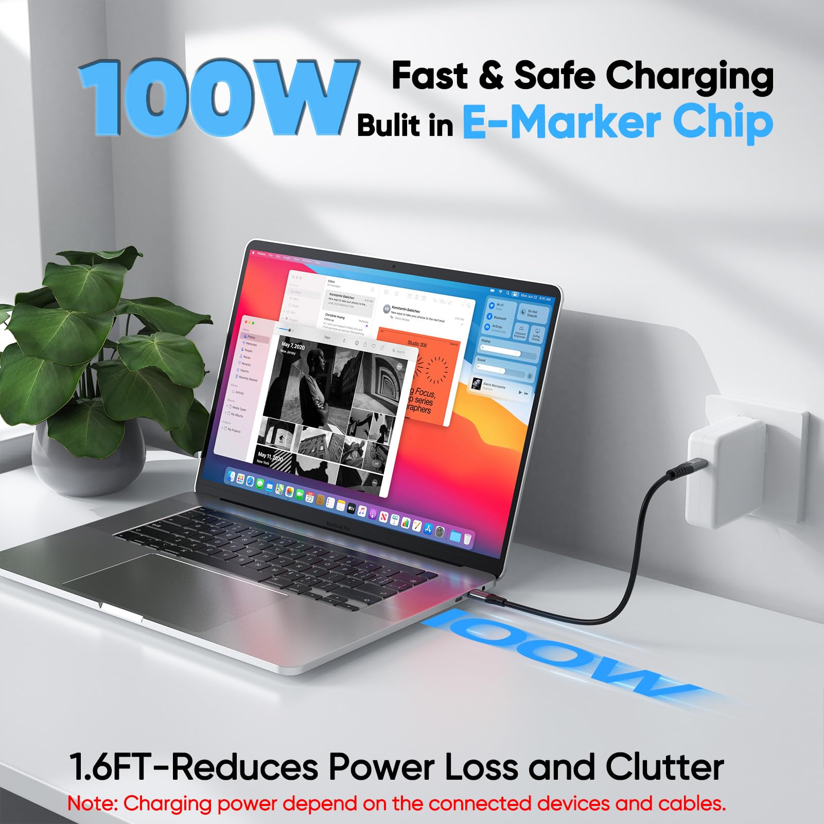 USB C Display-Kabel 8K @ 60Hz USB C auf USB C-65W PD Laden, USB 3.1 Gen 2-10Gbps Typ C Datenübertragung, 0,5 m, 2er-Pack USBC kurzes Kabel für iPhone 16/15/iPad/CarPlay/Drohnen/SSD/tragbarer