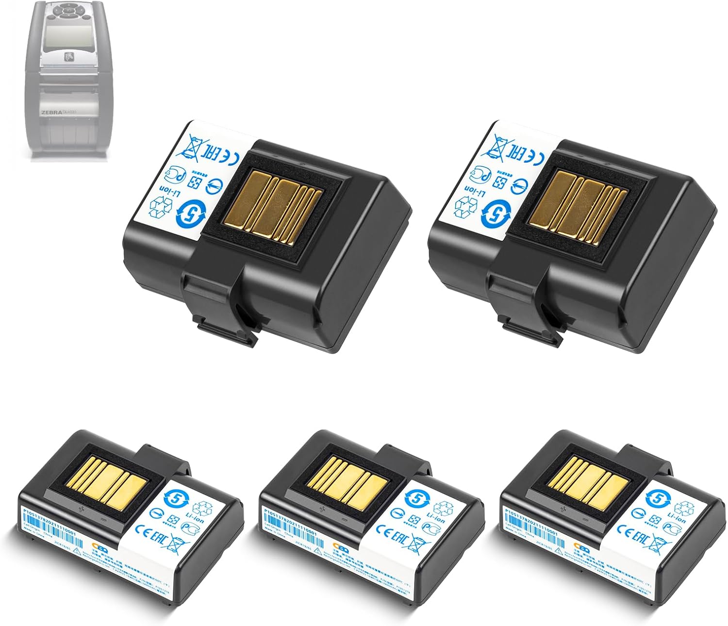 CBQ 5PCS 3400mAh ZQ520 ZQ620 Battery for Zebra Printer:ZQ520 QLN320 QLN220 ZQ620 ZQ521 ZQ500 ZR628 ZQ610 ZQ658 ZQ668 ZR638 ZR668 Mobile Printers,Lithium Battery