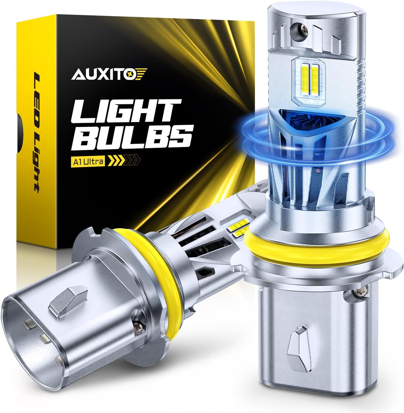 AUXITO Latest 9007 HB5 Head1ight Bulbs, 50,000LM 1000% Ultra-Bright, 20 Years Lifespan, 6500K Cool White, 3 Min Quick Install, No Flicker, 99% Compatibility, Pack of 2