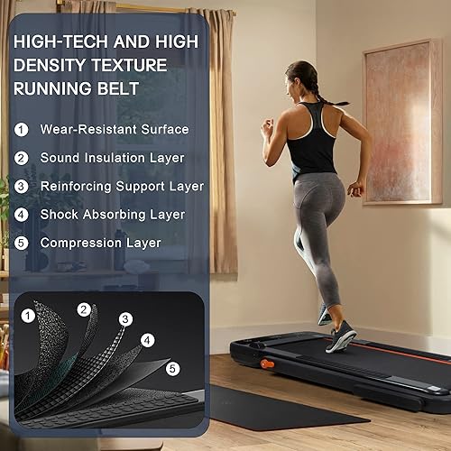 Miniatura 7 de CEARTRY Cinta de correr plegable 2 en 1, caminadora para debajo del escritorio, capacidad de 300 libras, caminadora plegable sin instalación, cinta