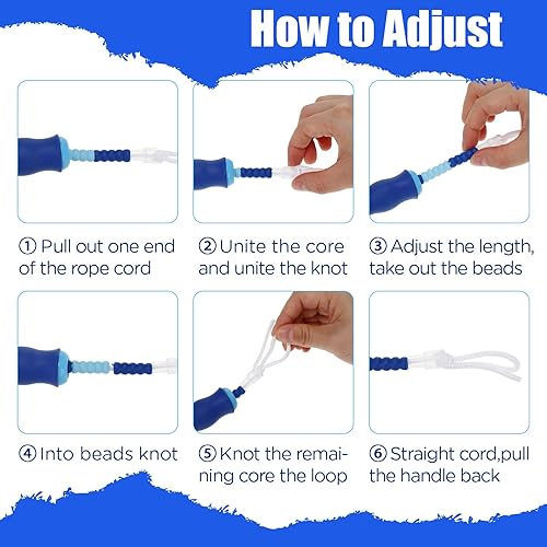 Miniatura 4 de 12 piezas de cuerda de saltar suave con cuentas para niños, longitud ajustable, a prueba de nudos, cuerda de saltar para niñas, niños, mujeres,
