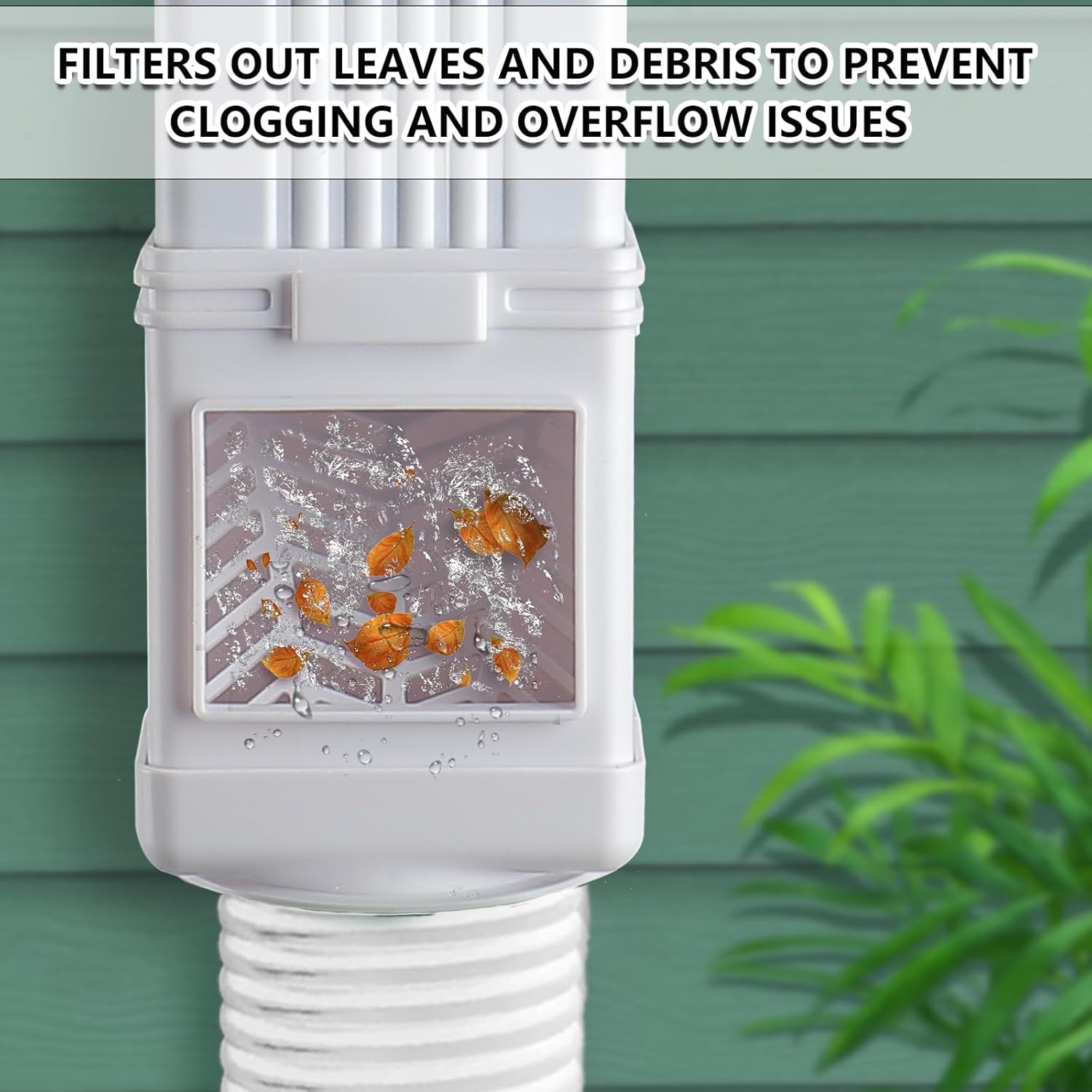 Downspout Filter, Downspout Leaf Filter, Gutter Downspout Guard, Downspout Screen Filters, Leaf Removers（2PCS） (White)