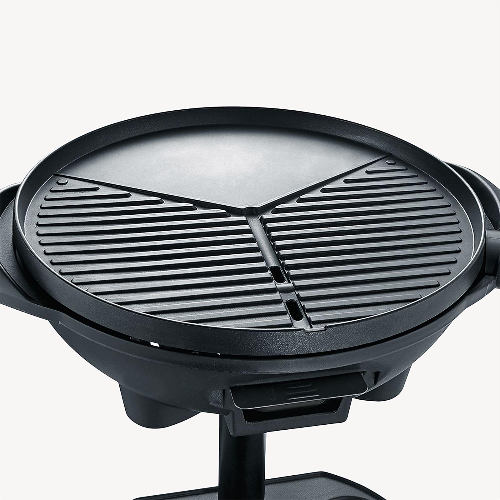 SEVERIN Barbecue-/Standgrill mit Haube, Elektrogrill mit Thermostat, Grillplatte mit keramischer Beschichtung, 2.000W, Grillfläche Ø 41 cm, Matt Schwarz, PG 8541