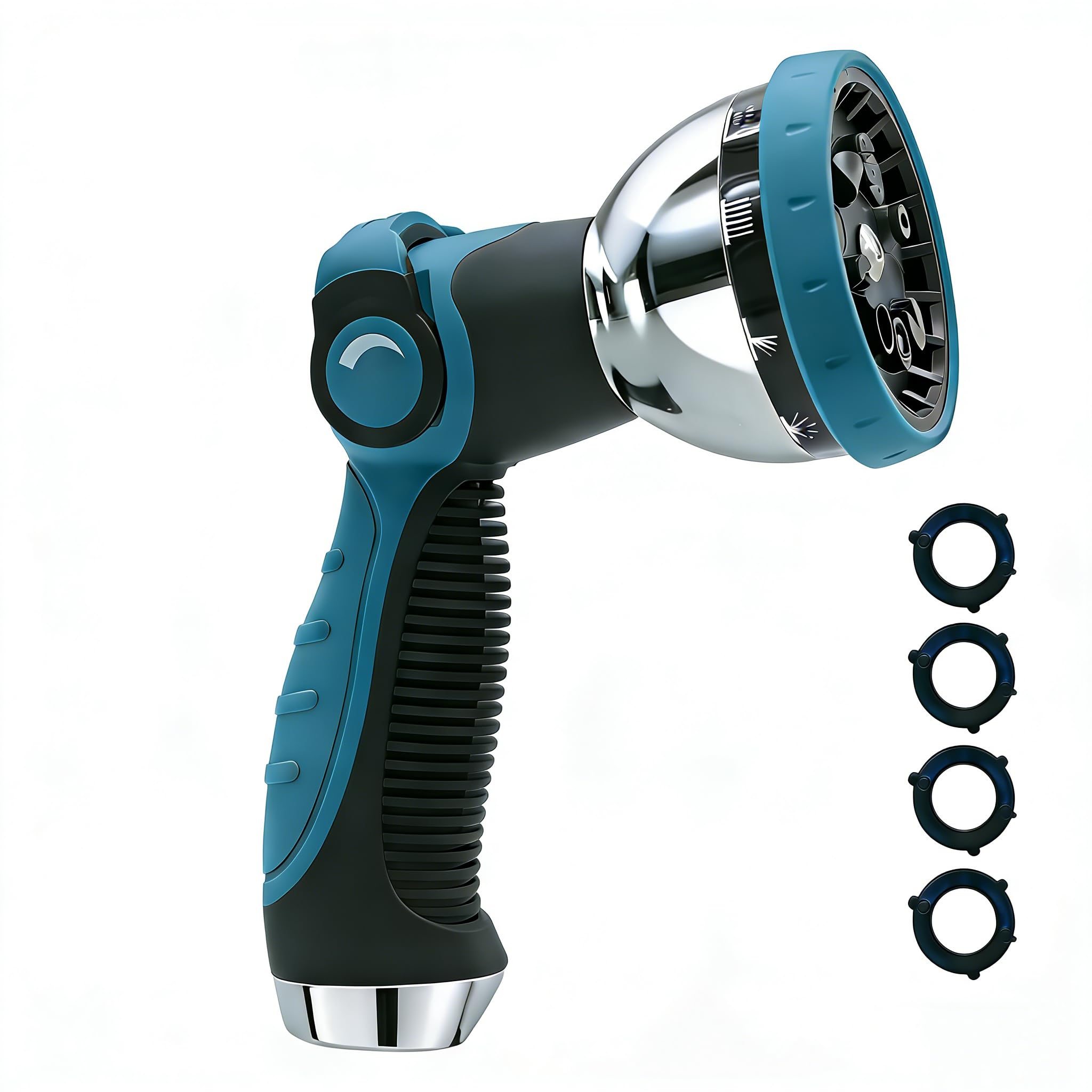 Garden Hose Nozzle Heavy Duty, Metal Water Hose Sprayer with 10 Adjustable Spray Patterns, Thumb Control On Off Valve, High Pressure Hose Nozzle for Watering, Cleaning, Car Washing &amp; Pet Shower