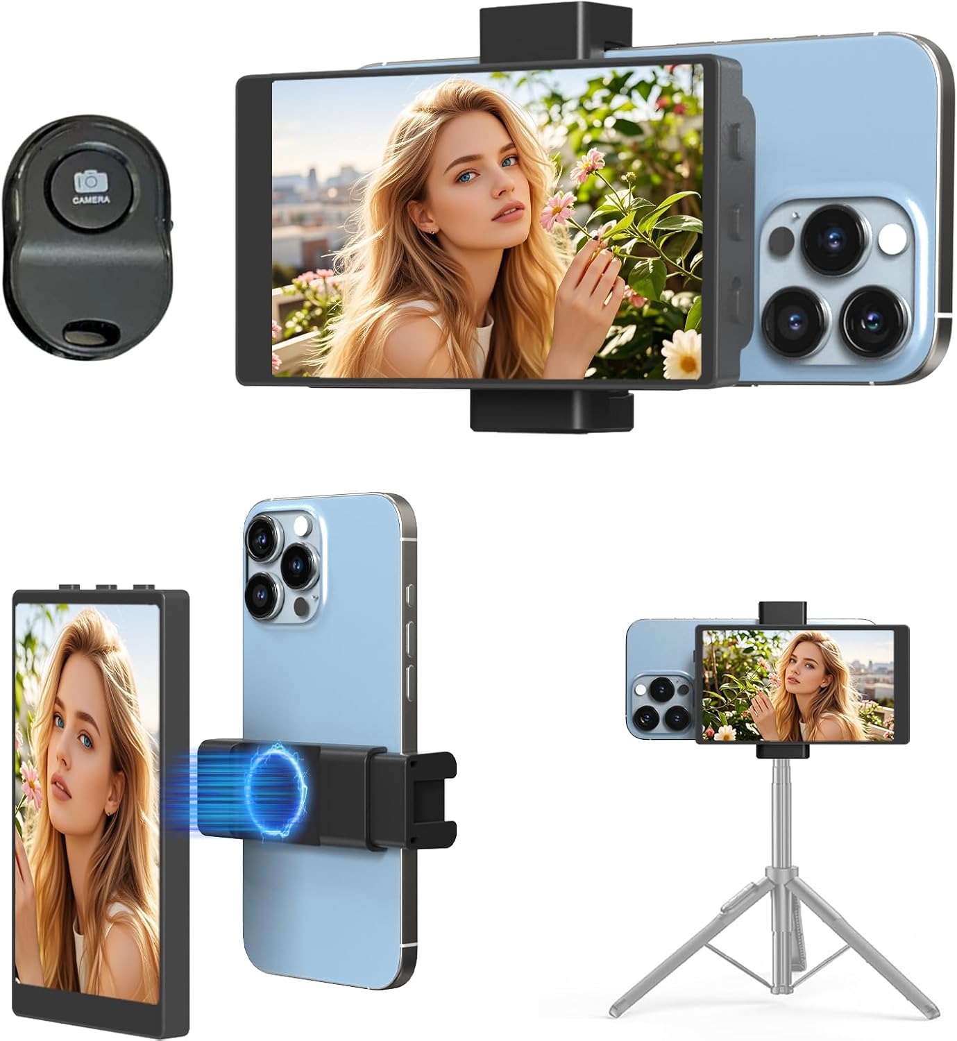 5" Selfie Monitor Screen for iPhone, Back Camera Selfie Monitor with Low Latency HD Screen - Portable Phone Vlog Monitor w/Bluetooth Remote, Perfect for Content Creators on TikTok YouTube (Black)