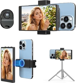5" Selfie Monitor Screen for iPhone, Low Latency Back Camera Selfie Monitor | Portable HD Phone Vlog Monitor w/Bluetooth Remote, Perfect for Content Creators on TikTok YouTube Black