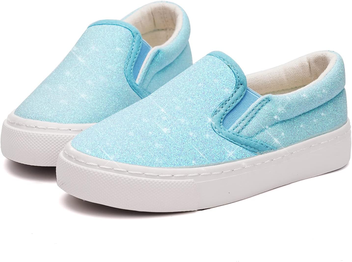 Toandon Toddler Kids Sparkle Glitter Sequins Sneakers Canvas Shoes Loafers