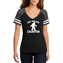 Hide and Seek Champion Big Foot Graphic Top Ladies Game Day V-Neck Tee