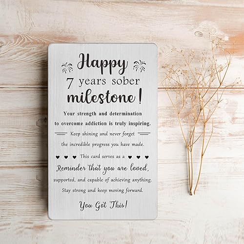 Miniatura 5 de TGCNQ Regalos de sobriedad de 7 años, regalos de recuperación de adicciones para mujeres y hombres, regalos sobrios de 7 años, tarjeta de metal