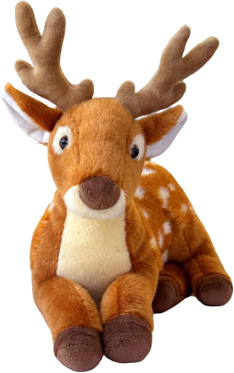 Realistic Deer Stuffed Animals 10 Inch Male Stuffed Deer Plush Toy,Lying Position Brown Deer Wild Animals,Soft Cuddly Toys Decoration for Christmas Birthday image 5