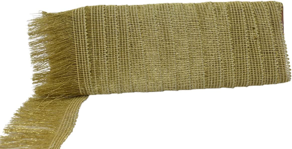 HUNNY- BUNCH®Zari Tassel, Gota Patti, Kiran Patti lace Border for Dupatta, Chunri, Fringe Lace, Tassel Lace for Saree, Lehenga, Garara, Blouse, Craft Material and Much More (9 Meter) Golden