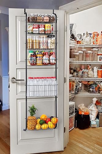 Miniatura 2 de melos Organizador de despensa de 6 niveles para colocar sobre la puerta, organizador de estante de metal resistente para la parte trasera de la