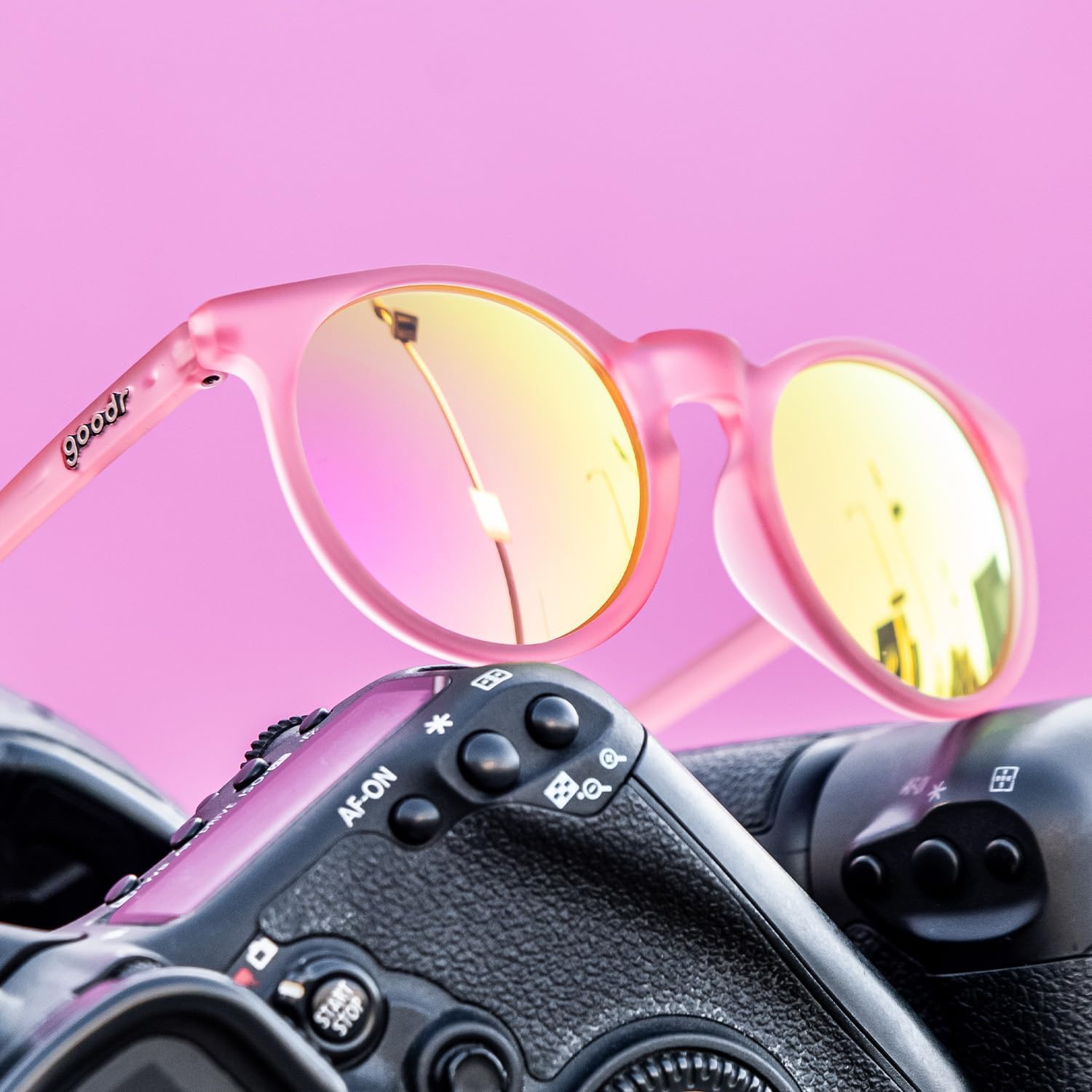 goodr Influencers Pay Double Polarized Round Sunglasses, Small Sized (Circle G), Light Pink Translucent Frame with Pink Reflective Lenses, UV400 Protection, No Slip, No Bounce - Image 5