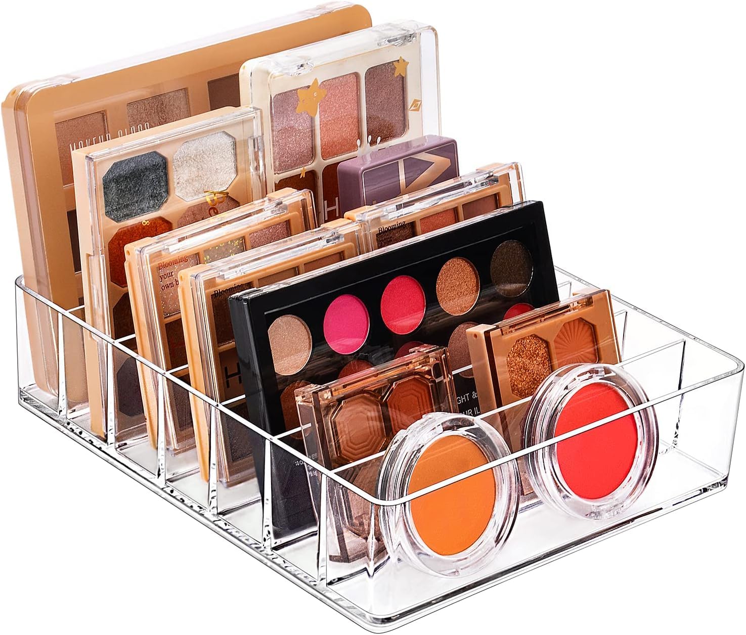 Makeup Organizer for Eyeshadow Palette and Lipstick, 7-Section Acrylic Divided Cosmetics Storage for Bathroom Vanity Countertop, Transparent, X-Large-image-46
