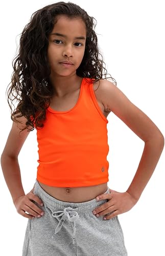 Ethika Girl's Long Line Bra Stretch with Moisture Wicking for Active Play (Neon 