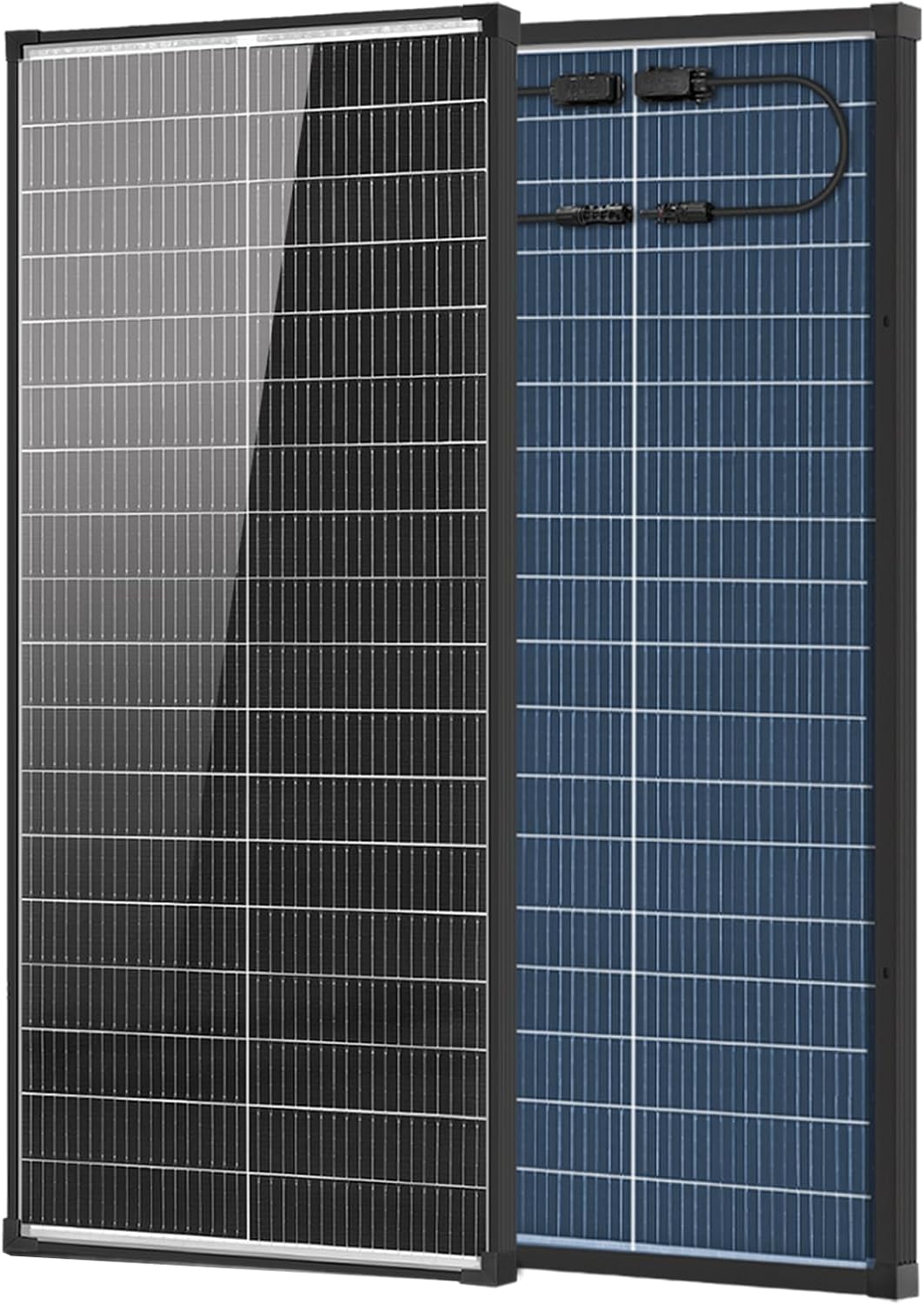 100W N-Type 18BB Solar Panel,25.6% Efficiency 12V PV for 12V RV Off-Grid