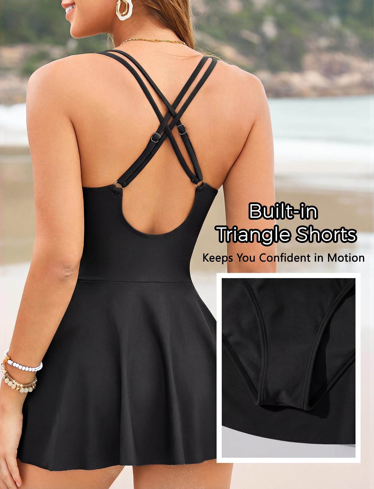 Vestido de baño sexy para mujer, con cuello en V, para la playa, para la piscina