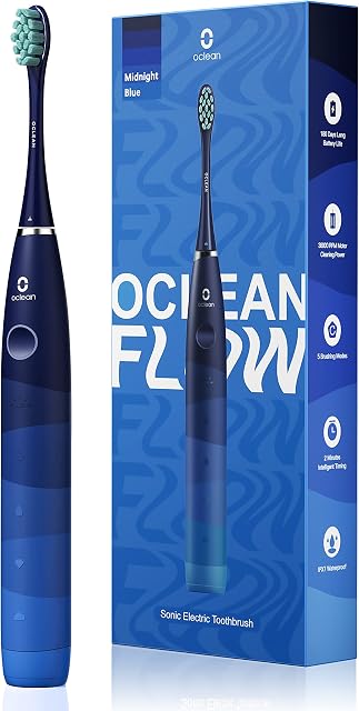 Oclean Flow, Sonic Electric Toothbrush, 5 Modes with Whitening, 180 Days Battery Life, 2 Min Timer & 30s Reminder, IPX7 Blue